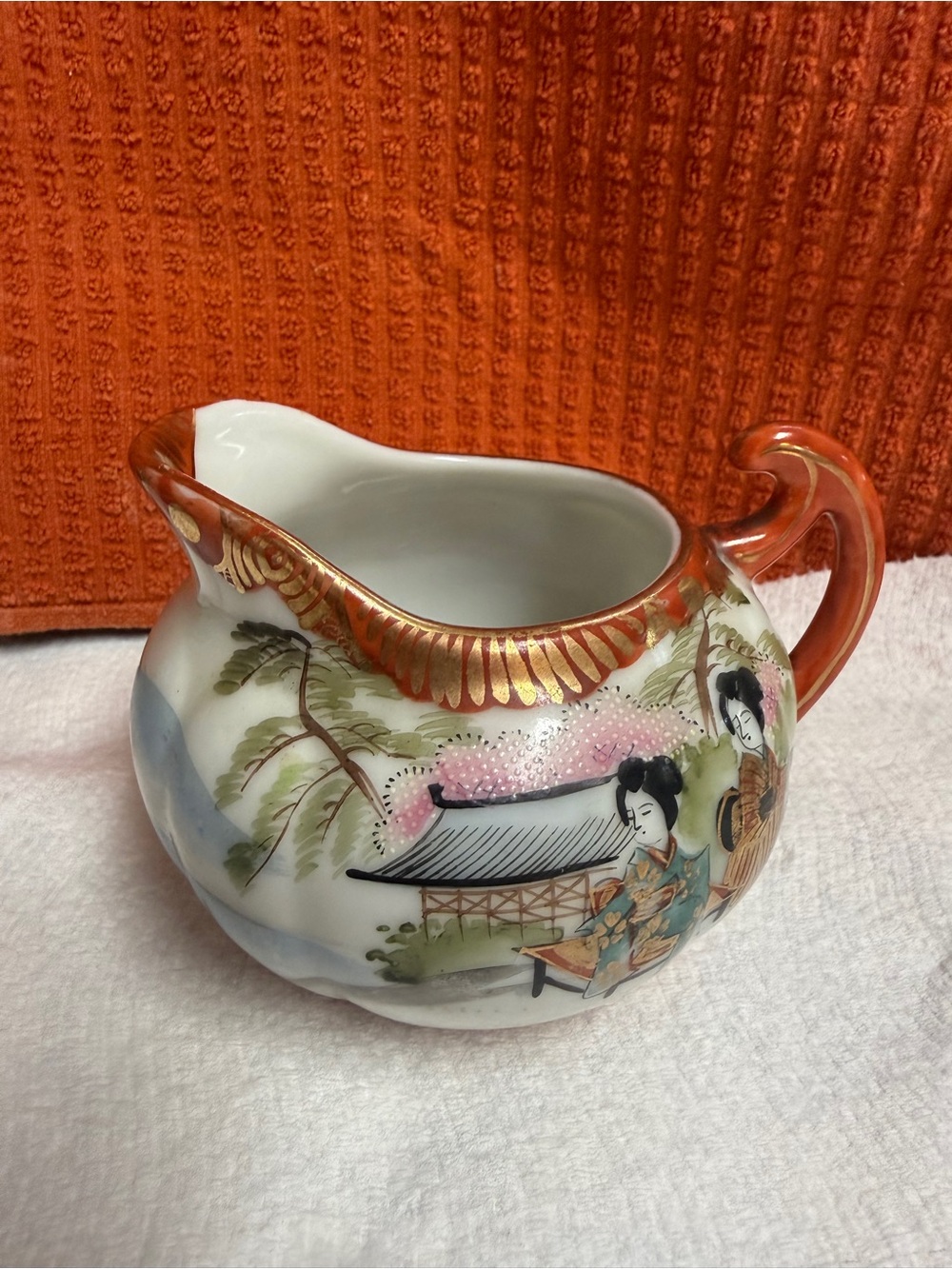 Vintage Kutani Geisha Creamer – Hand Painted Porcelain w/ Maker's Mark